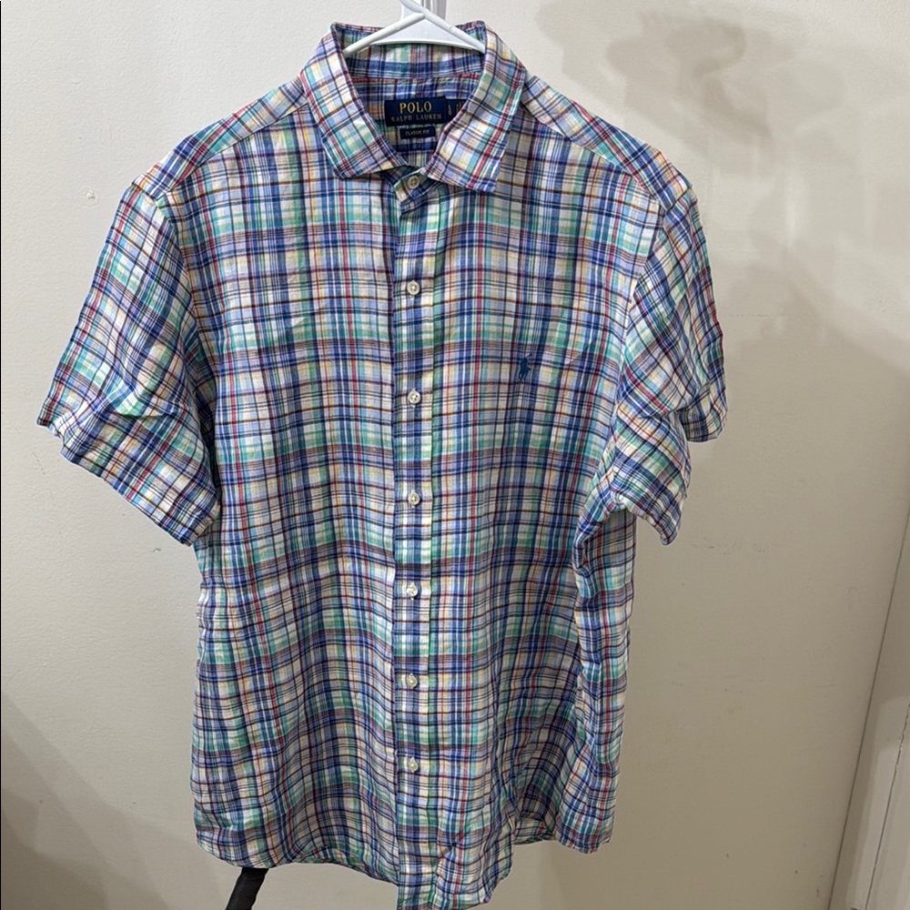 Polo by Ralph Lauren Blue and Green Casual Button Down Shirt